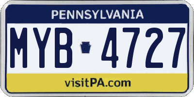 PA license plate MYB4727