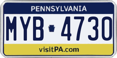 PA license plate MYB4730