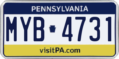 PA license plate MYB4731