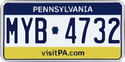 PA license plate MYB4732