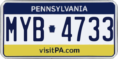 PA license plate MYB4733