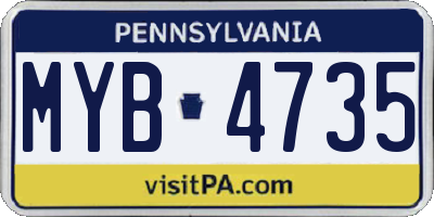PA license plate MYB4735