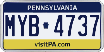 PA license plate MYB4737
