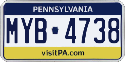 PA license plate MYB4738
