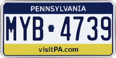 PA license plate MYB4739