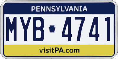 PA license plate MYB4741