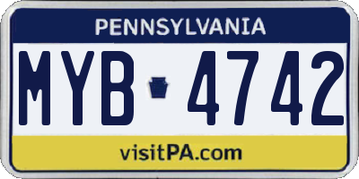 PA license plate MYB4742