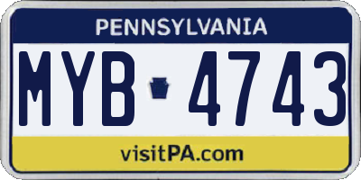 PA license plate MYB4743