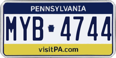 PA license plate MYB4744