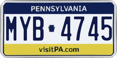PA license plate MYB4745
