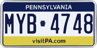 PA license plate MYB4748