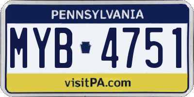 PA license plate MYB4751