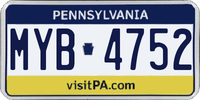 PA license plate MYB4752