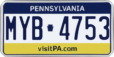 PA license plate MYB4753