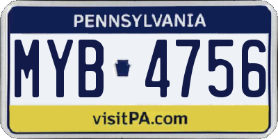 PA license plate MYB4756