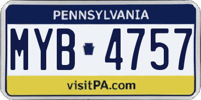 PA license plate MYB4757