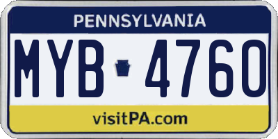 PA license plate MYB4760