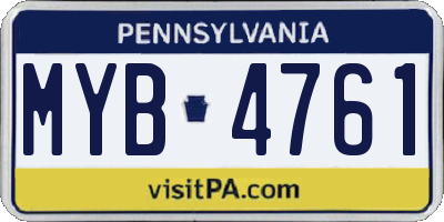 PA license plate MYB4761