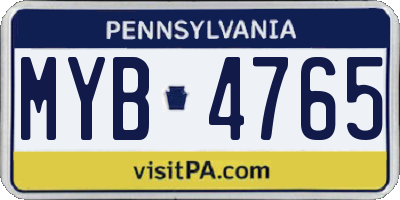 PA license plate MYB4765