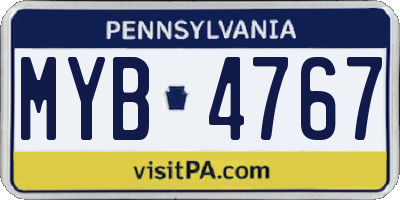 PA license plate MYB4767