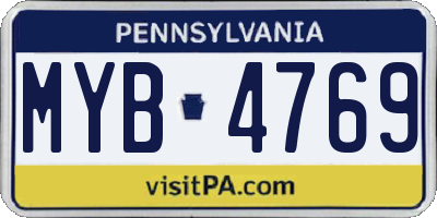 PA license plate MYB4769