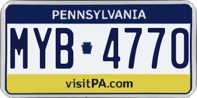 PA license plate MYB4770
