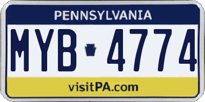 PA license plate MYB4774