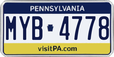 PA license plate MYB4778