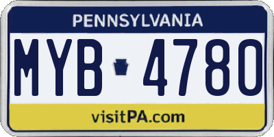 PA license plate MYB4780
