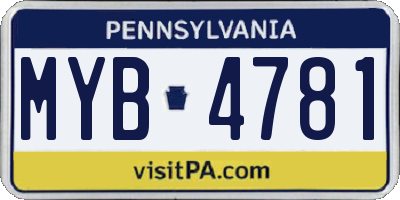 PA license plate MYB4781