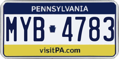 PA license plate MYB4783
