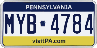 PA license plate MYB4784