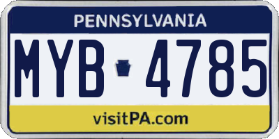 PA license plate MYB4785