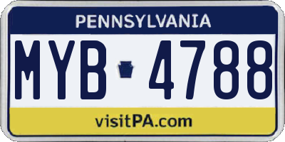 PA license plate MYB4788