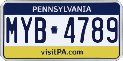 PA license plate MYB4789