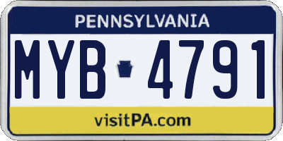 PA license plate MYB4791