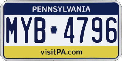 PA license plate MYB4796