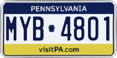 PA license plate MYB4801