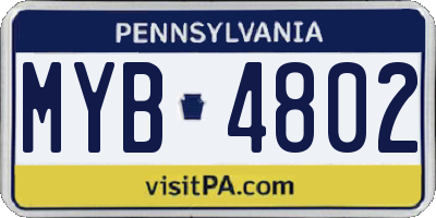 PA license plate MYB4802