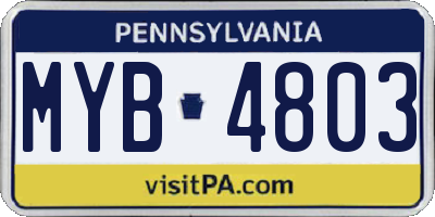 PA license plate MYB4803