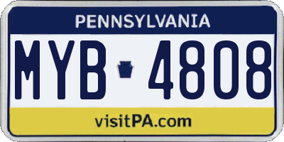 PA license plate MYB4808