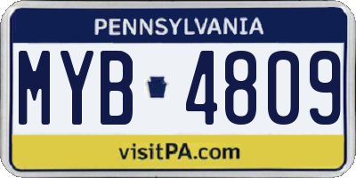 PA license plate MYB4809