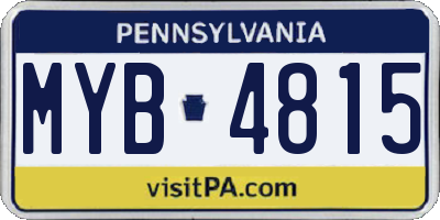 PA license plate MYB4815
