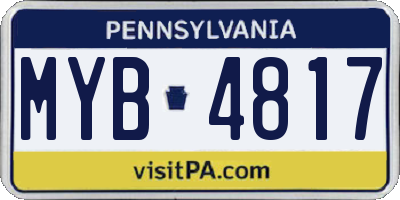 PA license plate MYB4817