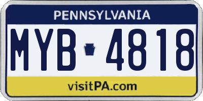 PA license plate MYB4818
