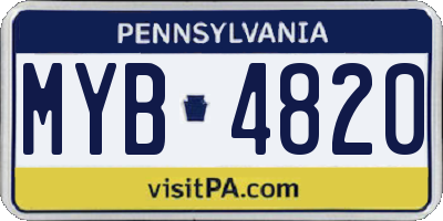 PA license plate MYB4820