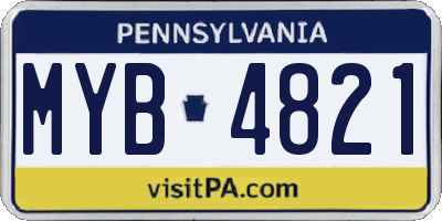 PA license plate MYB4821