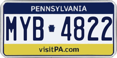 PA license plate MYB4822