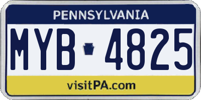 PA license plate MYB4825