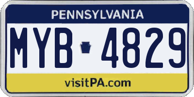 PA license plate MYB4829